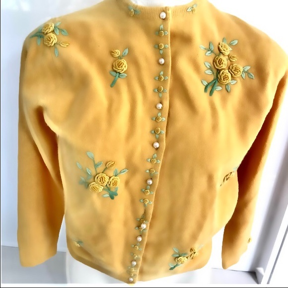 Women's 60s Elsie Tu Embroidered Sweater Cardigan - Picture 1 of 11
